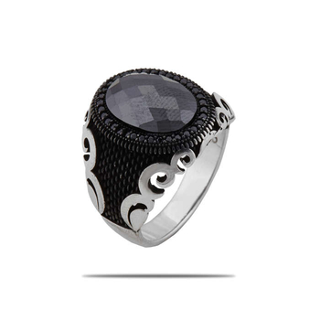  Silver Shine 92.5 Sterling Silver  Black Diamonds Silver Ring   for Mens
